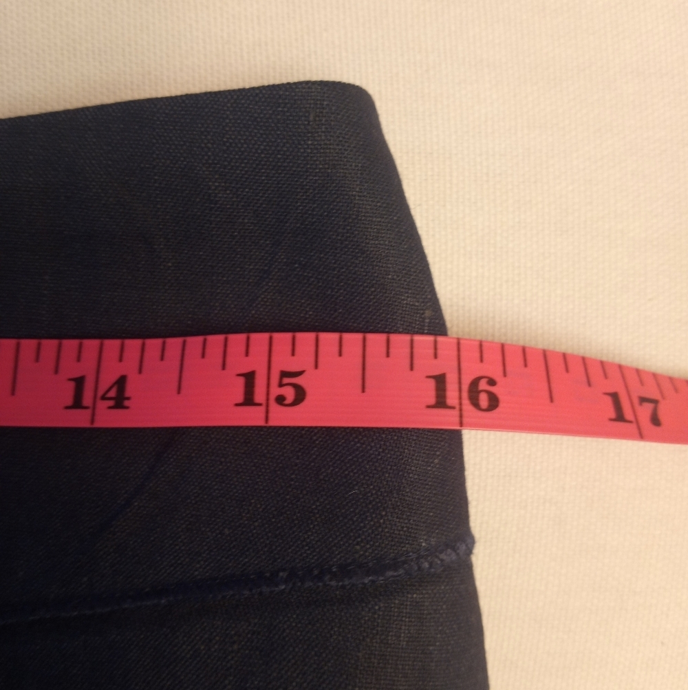 Rebecca Taylor Linen Navy Blue Ruffled Hem Academia  Office Siren Pencil Skirt 8 - Picture 7 of 9